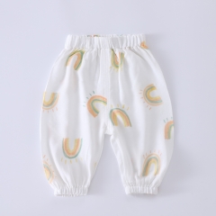 Infant Toddler Soft Muslin Trousers Lightweight Breathable Loose Pants