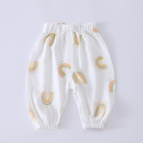 Infant Toddler Soft Muslin Trousers Lightweight Breathable Loose Pants